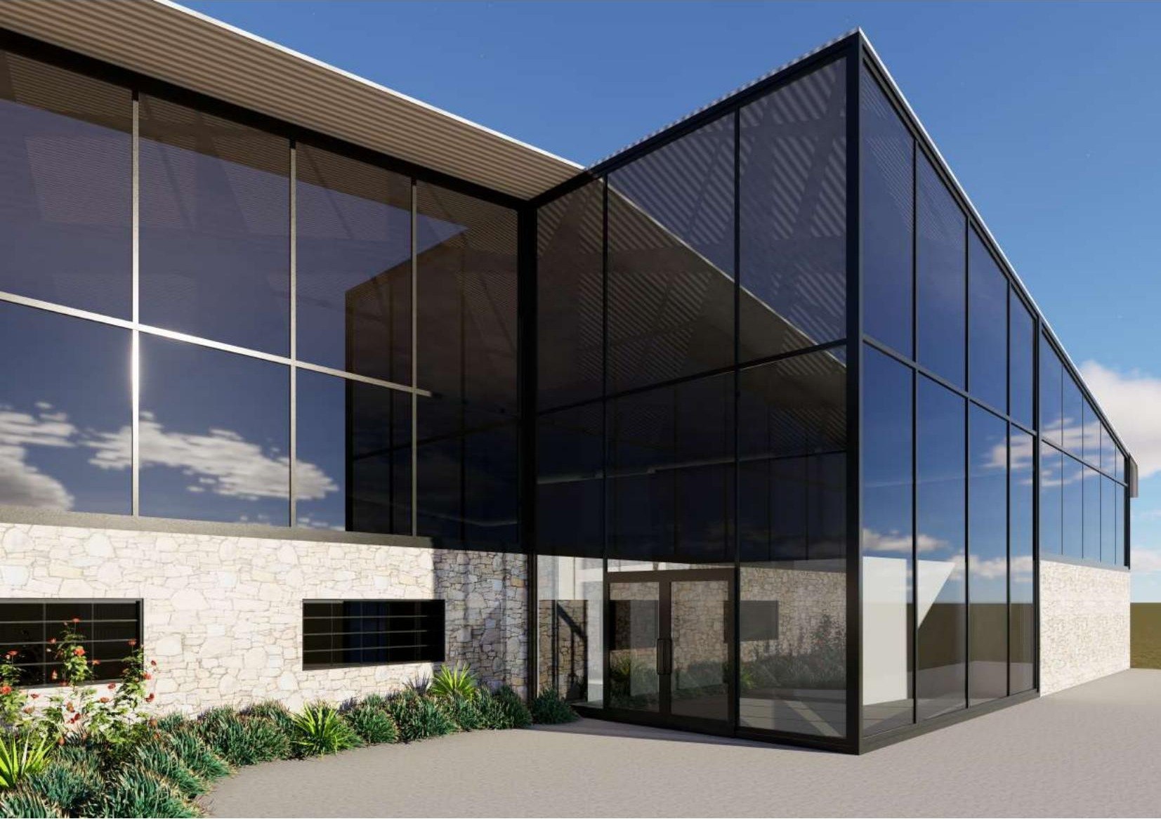 Versivia Roses glass facade detail render by Karla de Beer